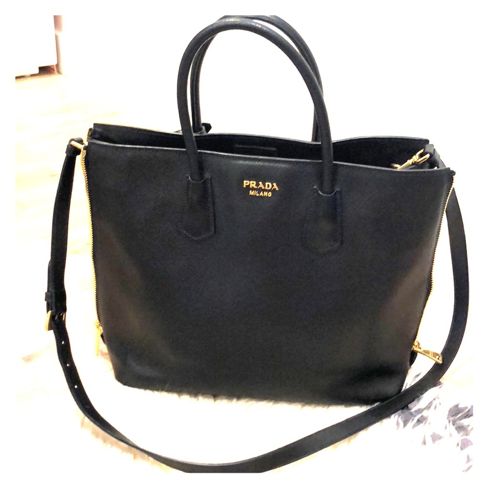 PRADA Saffiano Black Tote!  Worn 2x. Pristine!